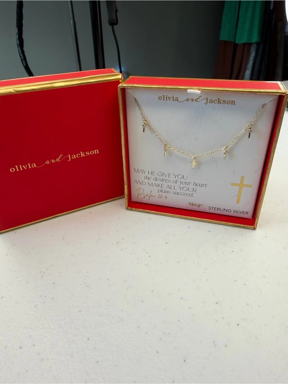 Olivia and Jackson Gold Plated Sterling Silver Cross Necklace